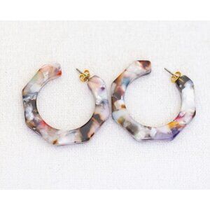 Vintage Funky Chunky Colorful Hoop Earrings - AA1